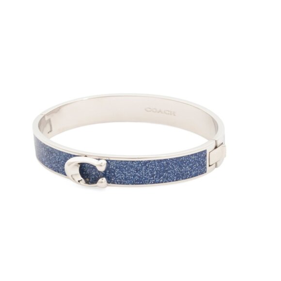 COACH Blue/Silver Logo Hinged Bangle Bracelet - Picture 1 of 2